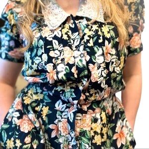Karin Stevens Petites Vintage 80’s Floral Lace Embellished Midi Dress Size 12
